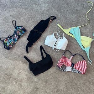 6 medium swimsuit tops! - 1 never worn!